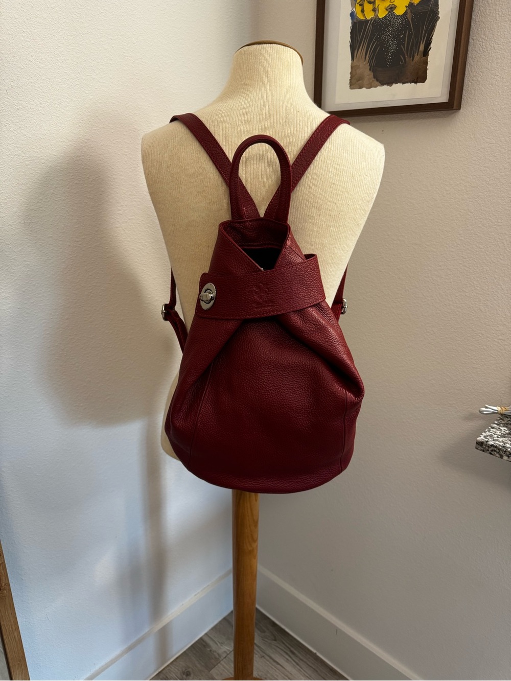 Fioretta italian genuine leather top handle backpack purse